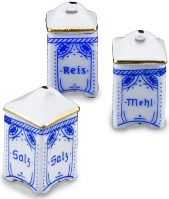 Produktbild von Küchendosen Miniatur Zwiebel Gold, Set 3-teilig für Puppenhaus