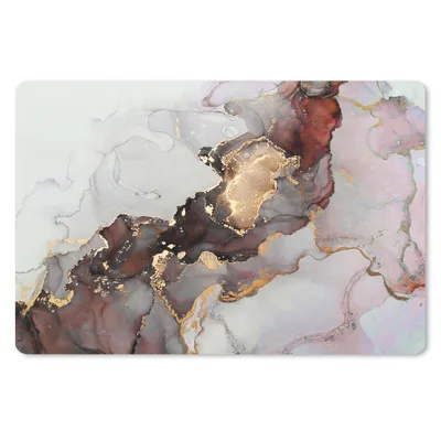 Produktbild von MuchoWow® Schreibtischunterlage Rot - Marmor - Gold 60x40 cm - XXL Mauspad - Großes Mauspad
