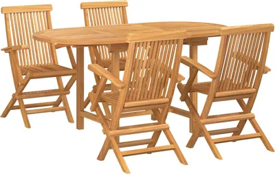 Produktbild von Möbel 5-teilige Gartensitzgruppe aus massivem Teakholz - Gartentische 3157130