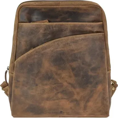 Zdjęcie produktu dla Greenburry plecak skórzany 28x34cm damski mały plecak miejski antyczny brązowy