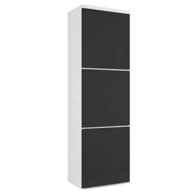 Produktbild von Hochschrank 110 x 30 cm für Badezimmer | Badmöbel mit Hochglänzenden schwarzen Fronten