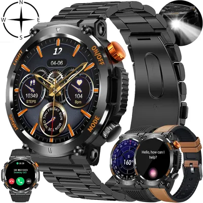 Produktbild von mit Telefonfunktion,1,46”Touchscreen IP68 Wasserdicht Sportuhr Aktivitätstracker mit Taschenlampe, Blutdruckmessung, SpO2, 123 Sportmodi Militär