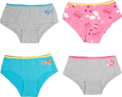 Produktbild von Paw Patrol - Unterhose für Mädchen Kinder Panty Slip Unterwäsche Grau/Blau/Rosa (4er Pack) 110-116