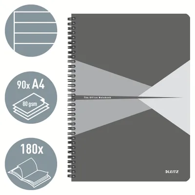 Zdjęcie produktu dla Leitz 44961085, Monochromatyczny, Szary, Jasny Szary, A4, 90 ark., 80 g/m², Papier w linię