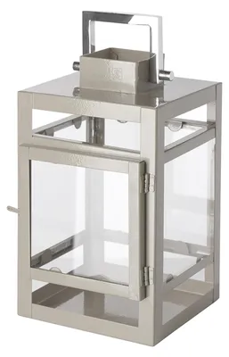 Produktbild von FINK Laterne KENIA mit Glas - Windlicht aus Eisen pulverbeschichtet und Edelstahl, beige, H 20 cm, B 12 cm, Tischdeko