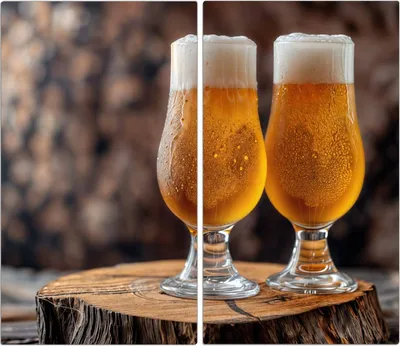 Produktbild von Spritzschutz Herdabdeckplatte Schneidebrett aus Glas Bier auf Holz 2-Teilig (60x52cm)