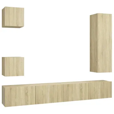 Produktbild von vidaXL 5-tlg. TV-Schrank-Set Sonoma-Eiche Holzwerkstoff