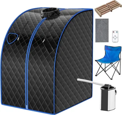 Produktbild von COSTWAY 3L Mini parní sauna 1000W s funkcí rozprašování, nastavitelnou teplotou, dálkovým ovládáním a sedátkem, 78x87x101cm