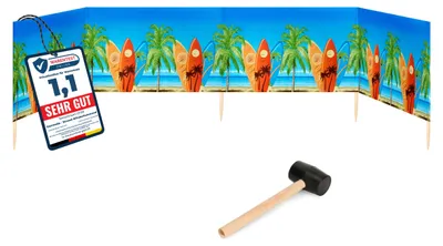 Produktbild von Garronda Strand Windschutz Sichtschutz 5m lang plus Gummihammer GAEX001