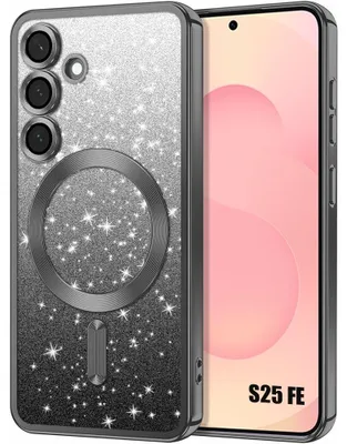 Image de Coque pour Samsung Galaxy S25 FE, Silicone avec Anneau Magnétique et Protection Caméra - Noir