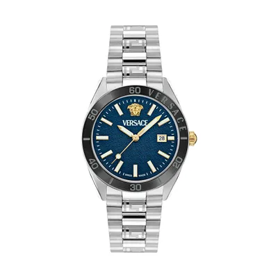 Produktbild von Versace VE8E00324 V-Dome blau schwarz silber Edelstahl Herren Uhr NEU