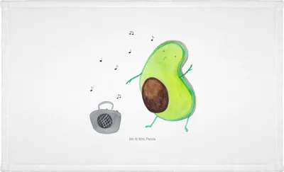 Produktbild von Mr. & Mrs. Panda Handtuch 50x100 Avocado Tanzen - Weiß - Geschenk, baumwolle, Fröhlich, Singen, 100x50, Musik, Party, Flauschtuch, frottierhandtuch