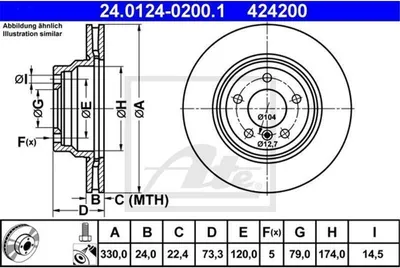Produktbild von Bremsscheibe ATE 24.0124-0200.1