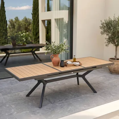 Produktbild von Rechteckiger ausziehbarer Gartentisch 187/250 cm in Aluminium - Oviala Savannah