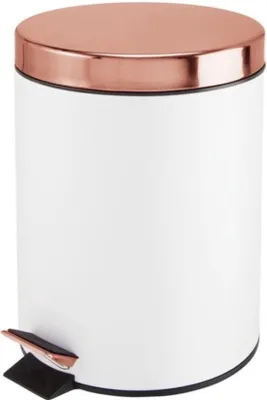 Image de Poubelle à pédale de 5 litres avec pédale - Couvercle et seau intérieur amovible - Fabriquée en métal et en plastique résistant