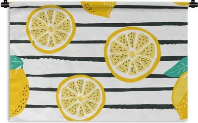 Produktbild von MuchoWow® Wandteppich Wandbehang Zitronen - Sommer - Muster 60x40 cm Tapisserie Dekoration Wandtuch - Wanddekorationen