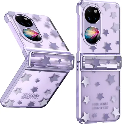 Produktbild von Hülle für Huawei P50 Pocket Sterne Überzug Transparent Schutzhülle mit Scharnierschutz Lila