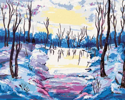 Produktbild von Zuty - Malen nach Zahlen - WINTERWALD MIT BLICK AUF DEN FLUSS, 40x50 cm, ohne Keilrahmen