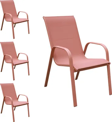 Produktbild von 4erSet Stühle MARBELLA aus Textilene Terracotta - Aluminium Terracotta