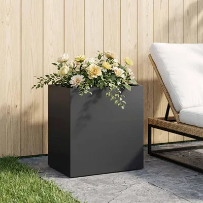 Image de Maison Exclusive - Jardinière noire, 50 x 30 x 40 cm, en acier laminé à froid