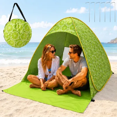 Produktbild von Pop-up Strandmuschel, UV-Schutz 50+, 2-3 Personen, Limette, für Strand