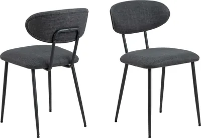 Produktbild von Denise Esszimmerstuhl: Basel Fabric, Dunkelgrau und Schwarzstahl