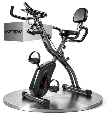 Productafbeelding van 3-in-1 hometrainer, opvouwbaar, stille ligfiets met lcd-monitor, Bluetooth, hartslagsensor en weerstandsbanden