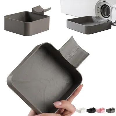 Zdjęcie produktu dla Tacka pod filtr pralki z wylewką, płaska 4,5 cm, pojemnik na wodę z filtra, druk 3D – Szary