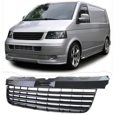 Produktbild von Sportgrill und Frontgrill ohne Emblem Schwarz für Volkswagen T5 2003-2009