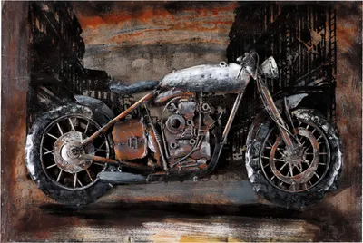 Image de Tableau métallique fait main Motorcycle 60 x 40 cm