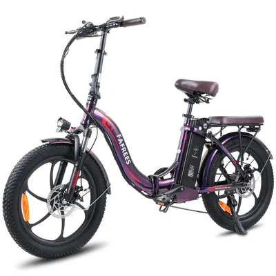 Produktbild von Elektrofahrrad Rostfreie Aluminiumlegierung 36 V 18 Ah 648 Wh Wasserdicht IPX5 bis zu 120 - 150 km E-bike klapprad 20 zoll mit 7 Gang, Lila