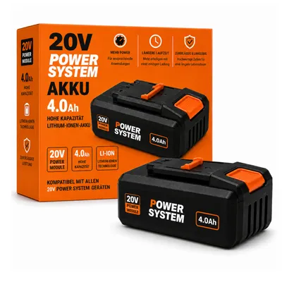 Produktbild von 20V 4.0Ah Akku kompatibel mit Worx PowerShare System – Li-Ion Ersatzakku mit LED-Ladestandsanzeige, hohe Leistung & lange Laufzeit