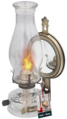 Productafbeelding van Petroleumlamp Glas Petroleumlamp met Spiegel Oud Messing Maxi Camping Lamp