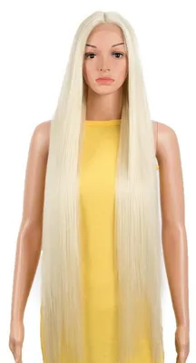 Produktbild von Perücke Lace Front Damen 95 cm Blond Hitzebeständig Kunstfaser 130% Dichte