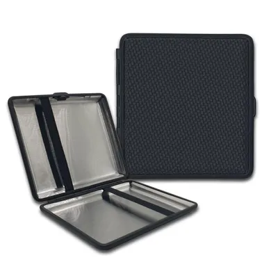 Produktbild von Zigarettenetui Premium Flat | Farbe: Schwarz | Black Edge Design | 20 Zigaretten | Zigarettenbox