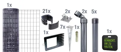 Immagine prodotto di Alberts 695781 Fix-Clip Pro come set completo di recinzione, con presa a terra e cuscino a ginocchio, antracite, altezza 122 cm, lunghezza 10 m