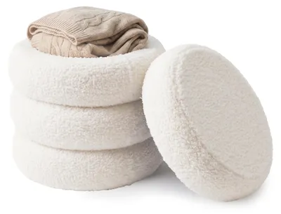 Immagine prodotto di Pouf in pelliccia sintetica Relaxdays, imbottito, A x P: 47 x 42 cm, con superficie a coste, pouf in bouclé, camera da letto, soggiorno, color crema