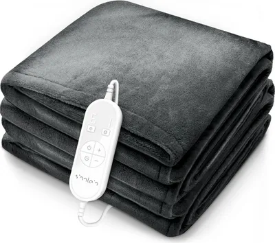 Produktbild von sinnlein® Heizdecke aus Plüsch 180 x 130 cm Grau SÜD | elektrische Wärmedecke mit Abschaltautomatik | Kuscheldecke | Timerfunktion | 9 Temperaturstufen | waschbar bis 40°C | Digitalanzeige
