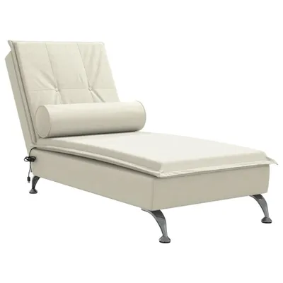 Produktbild von vidaXL Massage-Chaiselongue mit Nackenrolle Creme Samt