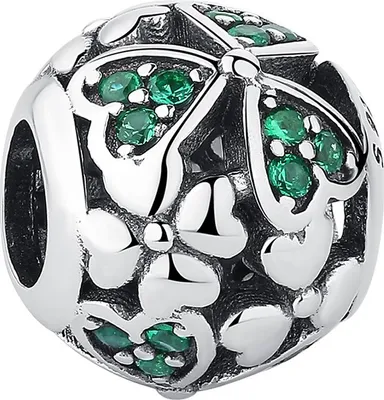 Produktbild von PANDACHARMS Grüne Liebe Blumenball Charm, 925er Sterling Silber, passt zu Pandora