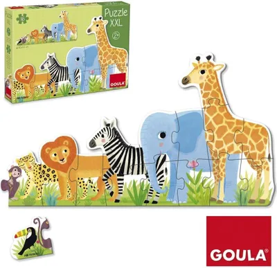 Produktbild von Goula Puzzle XXL Dschungel, von klein bis groß - 16 Teile