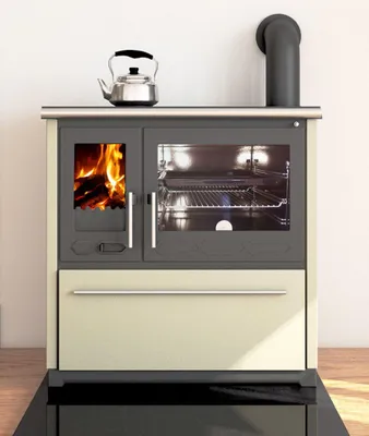 Produktbild von Plamen 850 Glas N – cremefarbener Holzherd (rechte Ausführung)