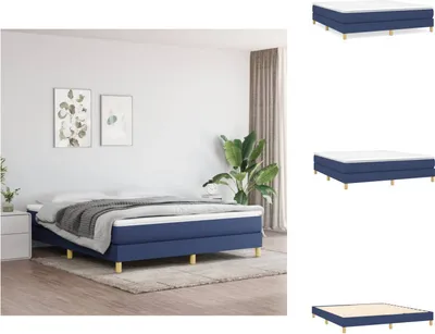 Produktbild von vidaXL Boxspringbett Blau 160x200 cm Stoff - Betten & Bettgestelle