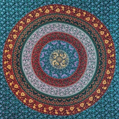 Obrázek produktu pro Ibenzoa® Nástěnný gobelín "Mandala" a přehoz na pohovku, 100% bavlna, 240×210 cm – bohémská dekorace na zeď, plážová osuška a přehoz na pohovku, vysoce kvalitní digitální tisk, syté barvy