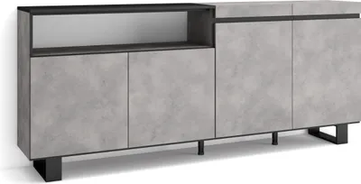 Image de COZY Buffet salon et cuisine, 200x35x87cm, 4 Portes, Ciment