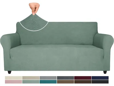 Imagen del producto de Funda elástica para sofá - Antideslizante - Verde claro - 3 plazas - Elástica