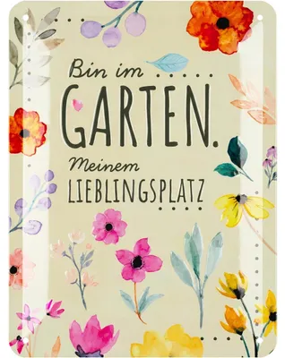 Produktbild von LANOLU Retro Blechschild Ab hier lächeln, Blechschilder Garten mit Sprüchen, nostalgische Dekoration als Gärtner Geschenke, 15x20cm