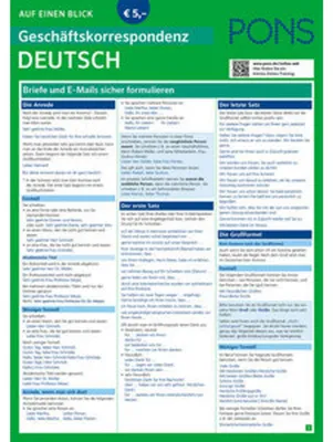 Immagine prodotto di PONS Geschäftskorrespondenz auf einen Blick Deutsch