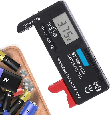 Produktbild von Batteriemessgerät,Batterietester mit LCD Display Kapazitätsanzeige & Knopfzellen Akku Batterie Tester Testgerät Prüfgerät AAA AA C D 9V