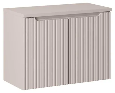 Immagine prodotto di Set da bagno sospeso VANO cachemire opaco 80cm: mobile sotto lavabo con ante scanalate + piano per lavabo
